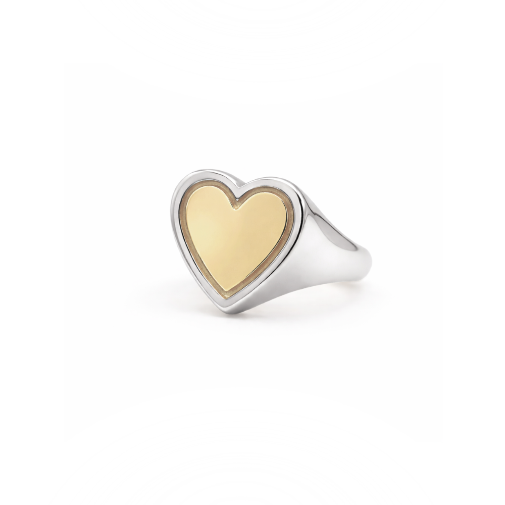Mini Heart Signature 14K White Gold Ring