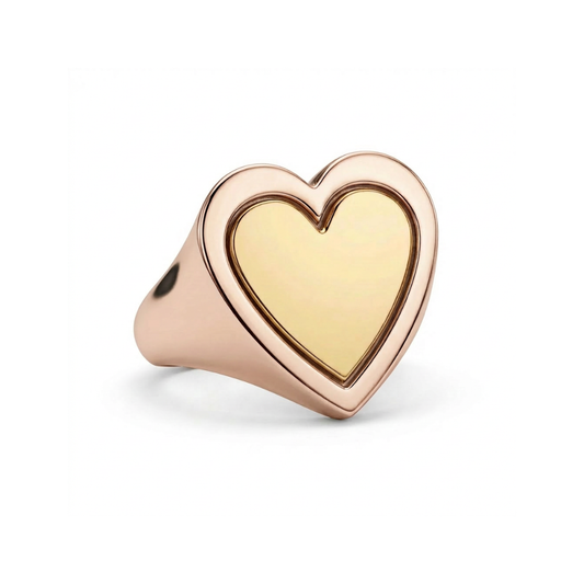 Maxi Heart Signature Ring 14K Rose Gold