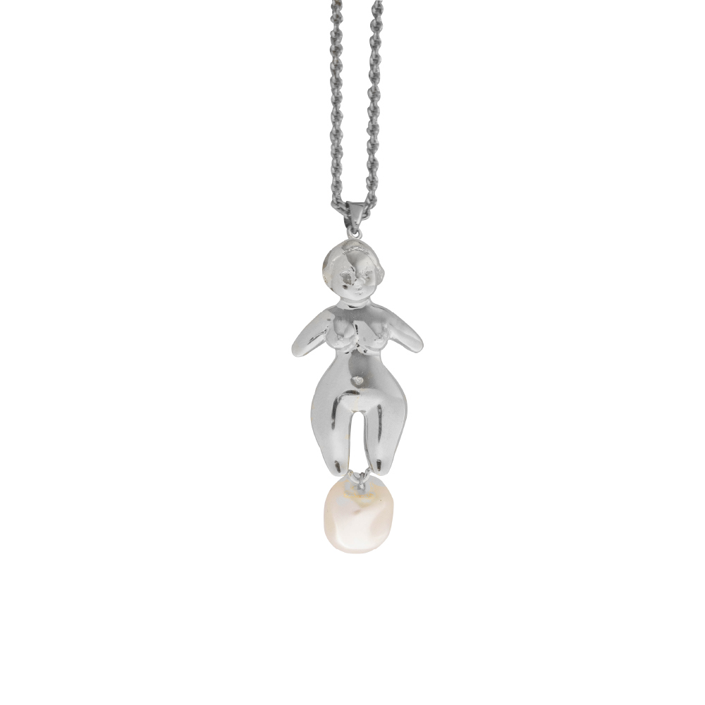 Venus pearl pendant Rhodium