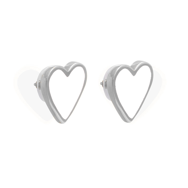 XL Heart Studs White Rhodium