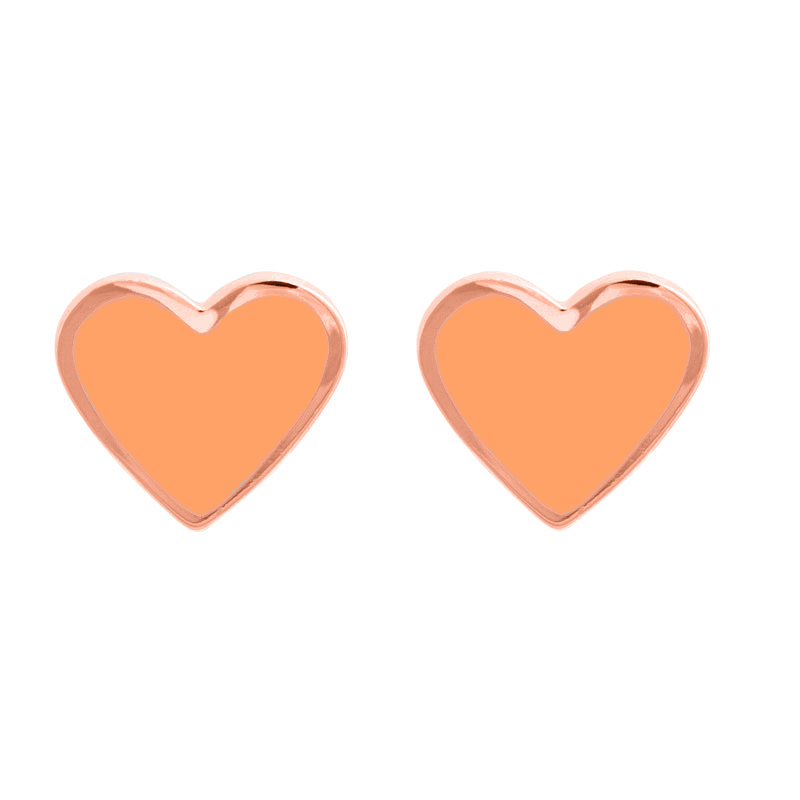 XL Heart Studs Peach Rosegold