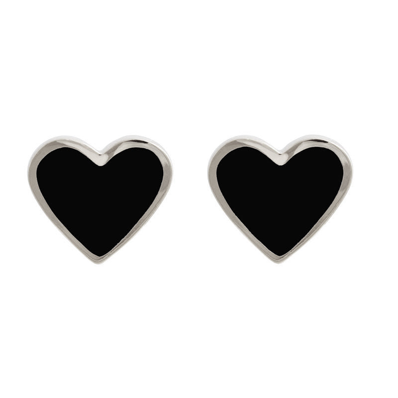 XL Heart Studs Black Rhodium