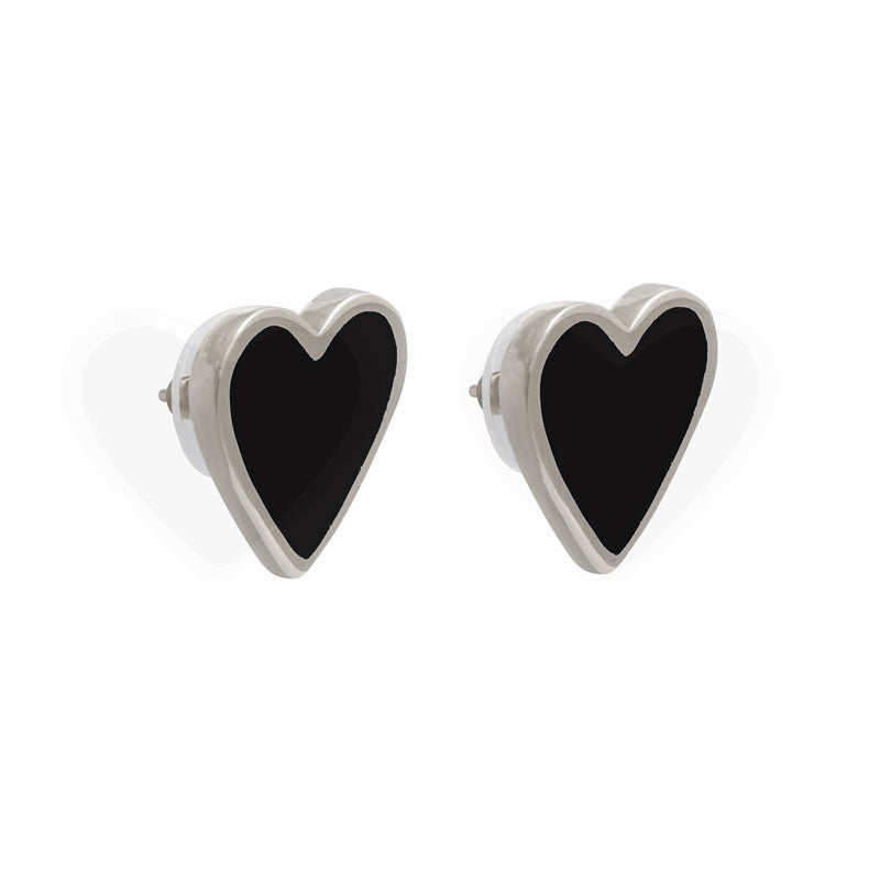XL Heart Studs Black Rhodium