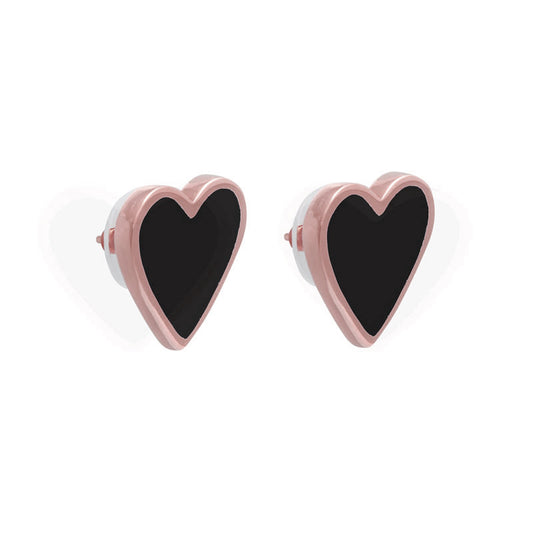 XL Heart Studs Black Rosegold