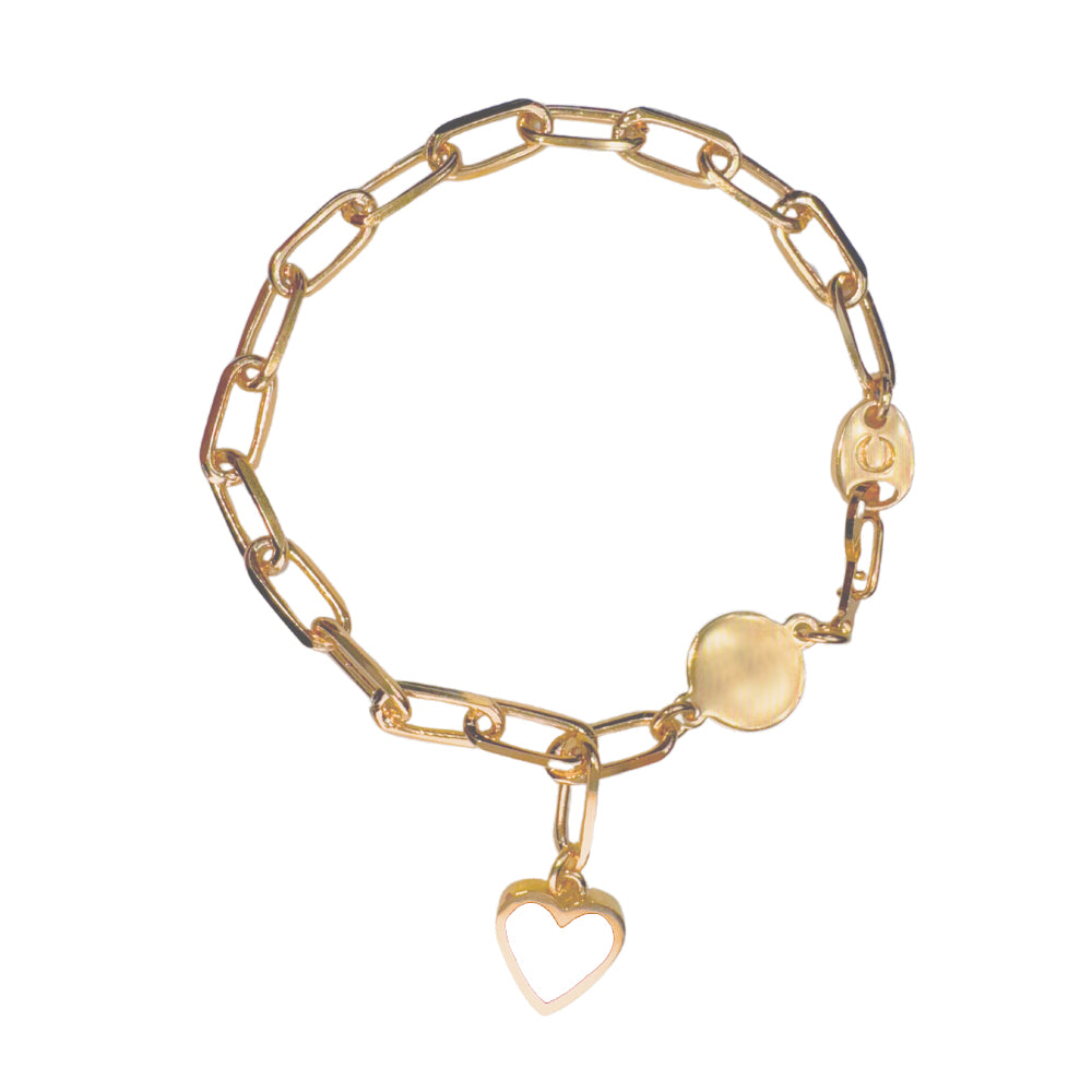 Heart charm Bracelet White