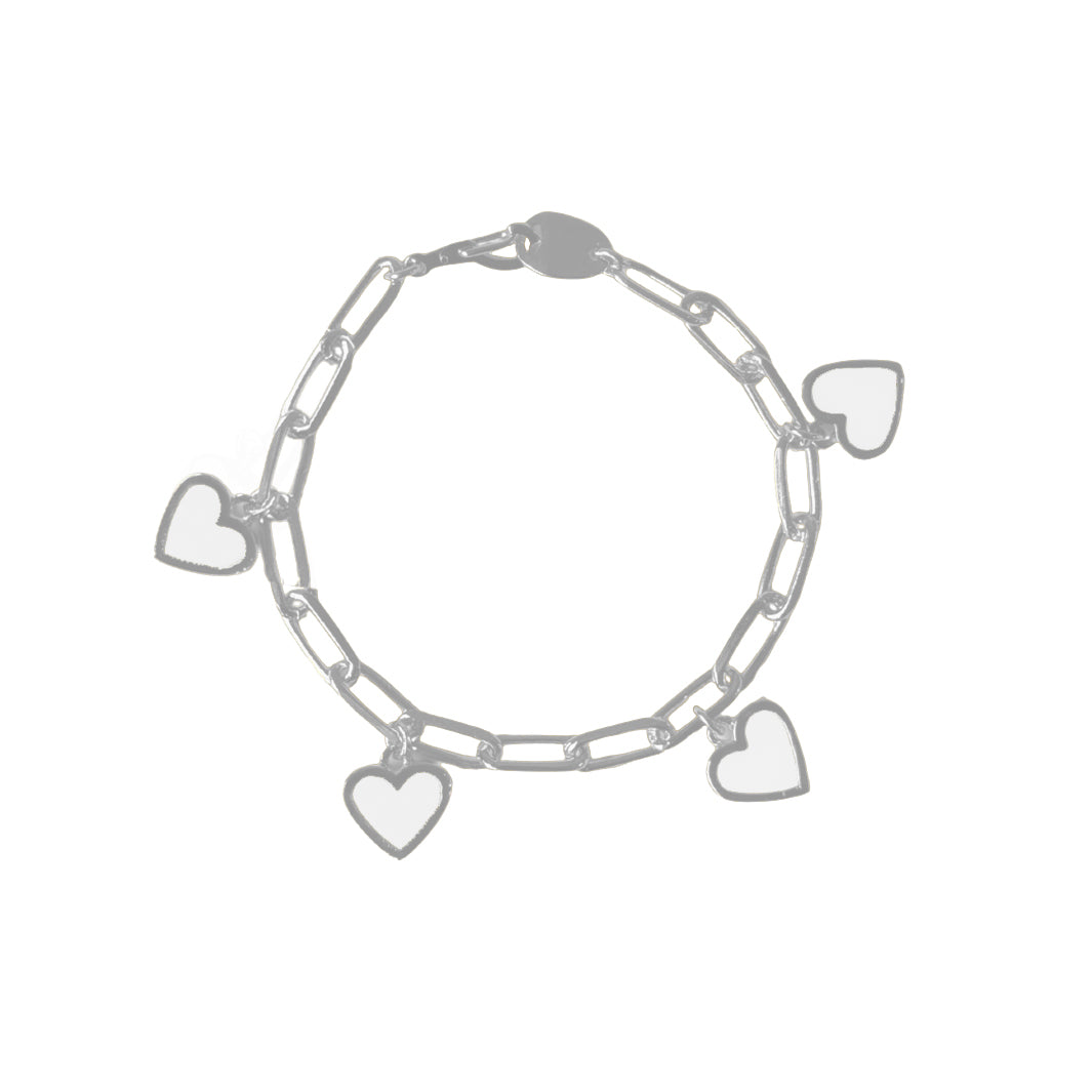 PREVENTA Hearts charm Bracelet White Rhodium