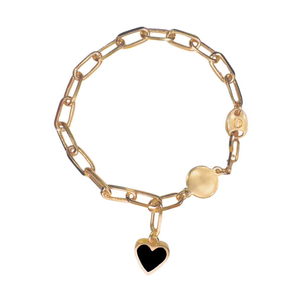 Heart Charm Bracelet Black