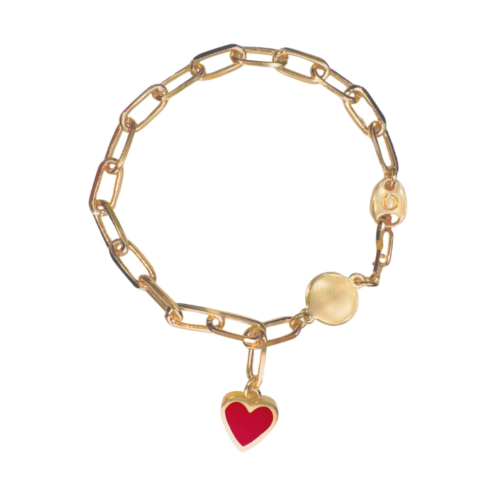 Heart Charm Bracelet Red