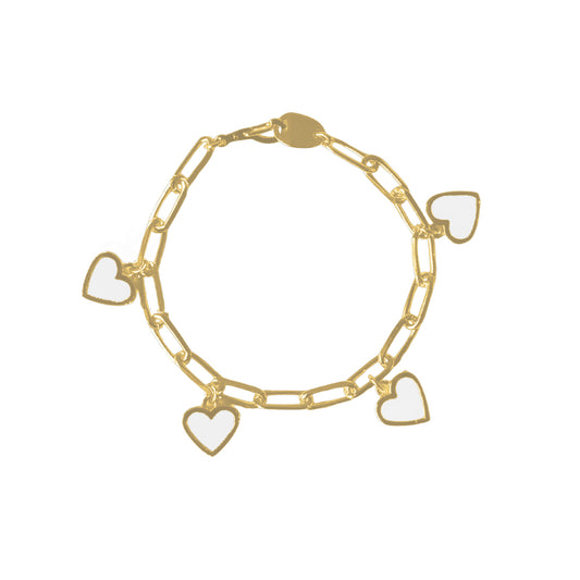 Hearts charm Bracelet White