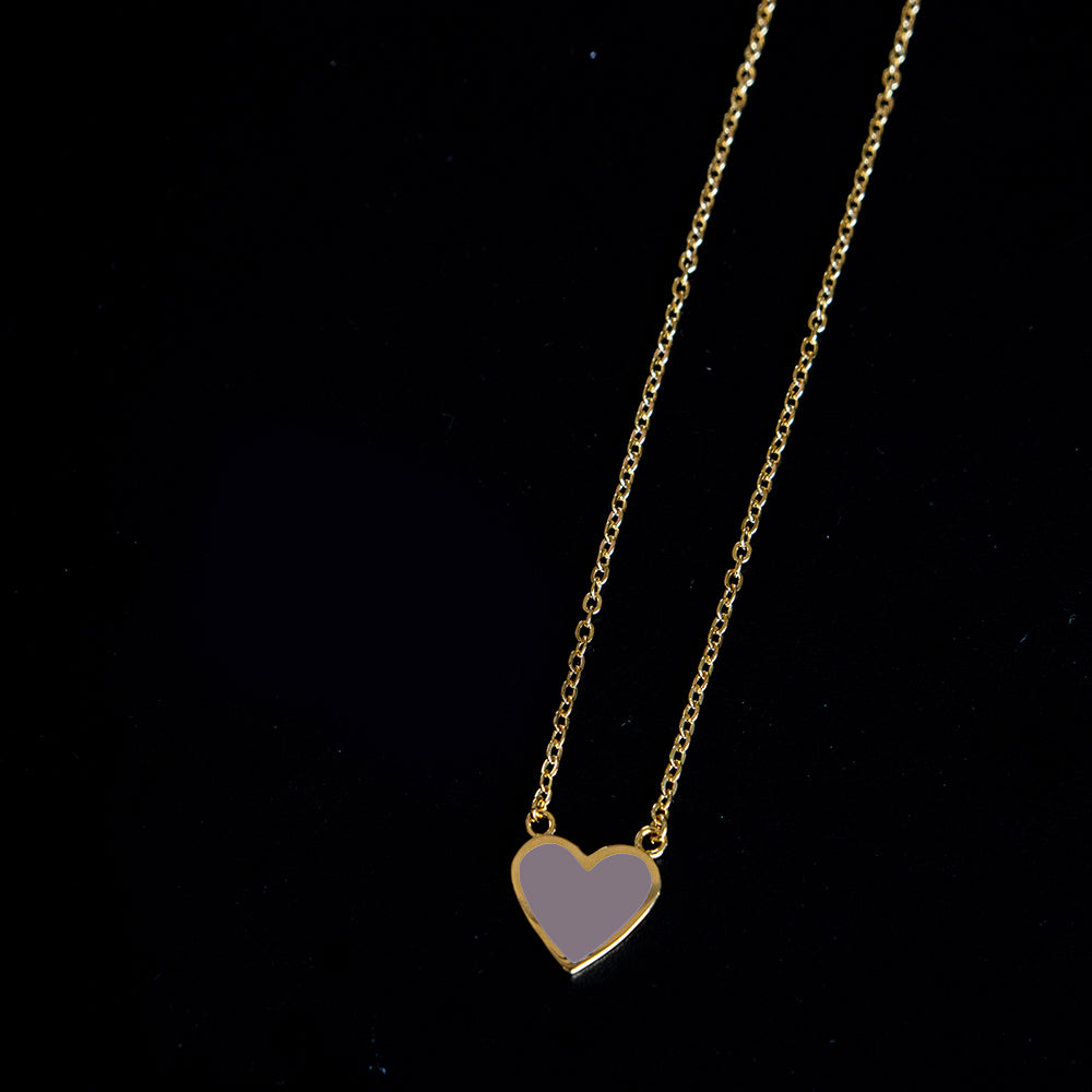 Heart Necklace Mauve Taupe