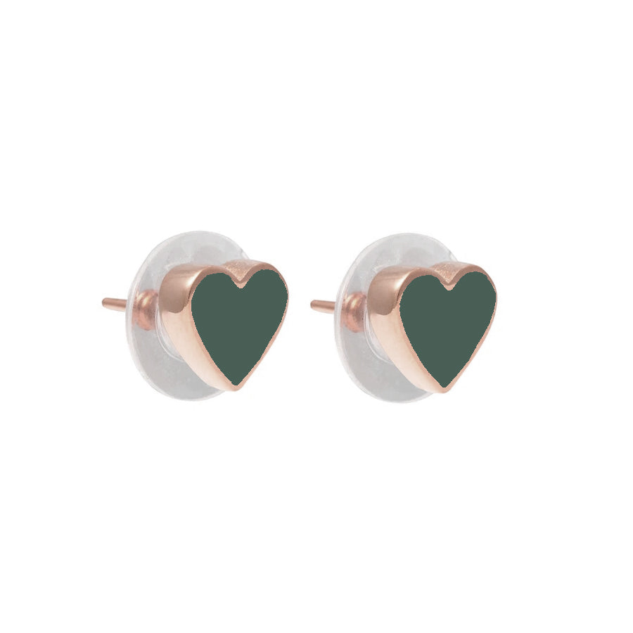 Mini Heart Studs Forest Rosegold