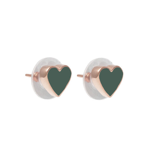 Mini Heart Studs Forest Rosegold