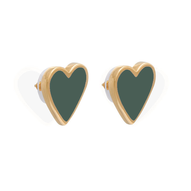 XL Heart Studs Forest