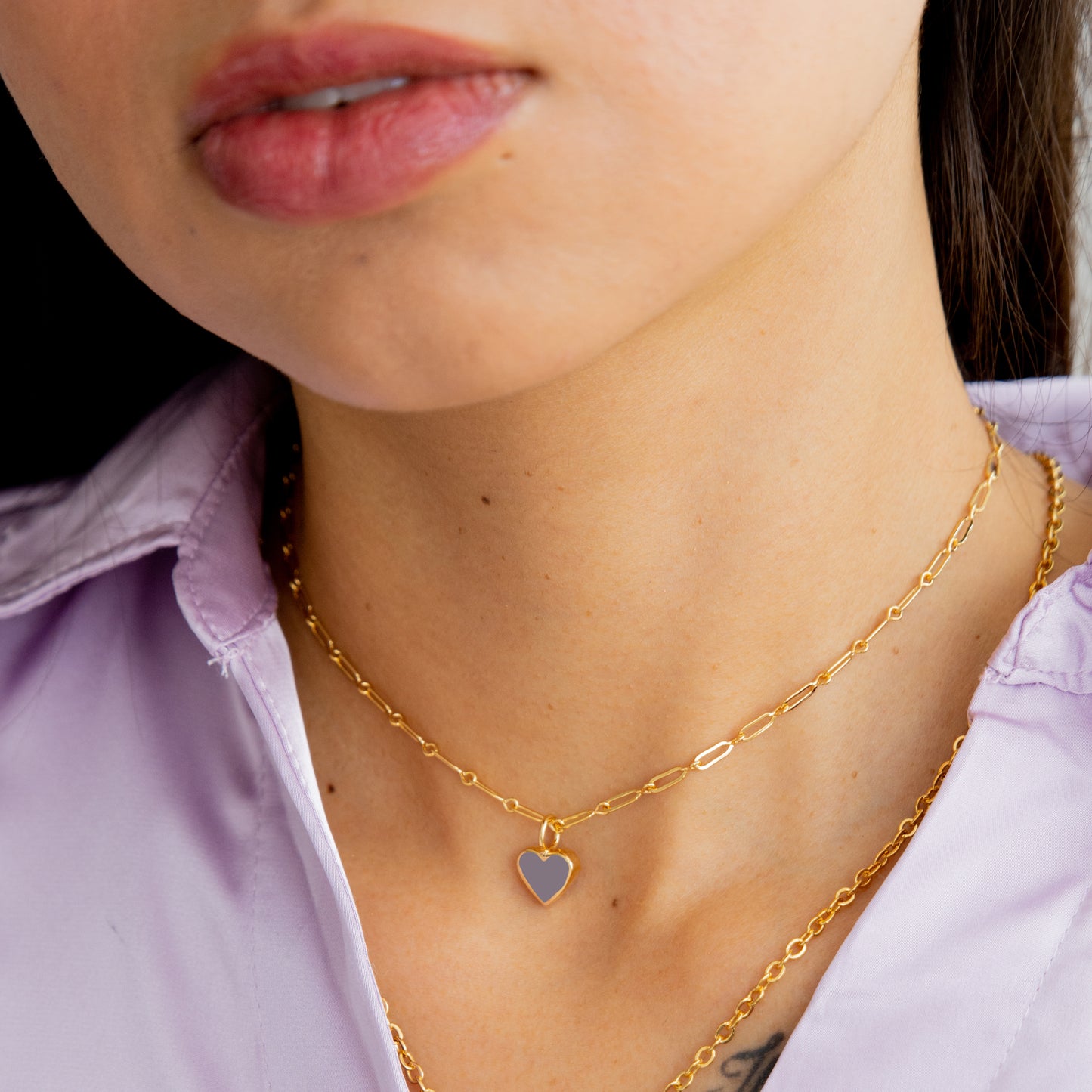 Mini Heart Choker Mauve Taupe