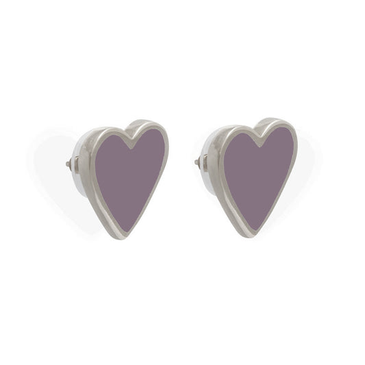 XL Heart Studs Mauve Taupe Rhodium