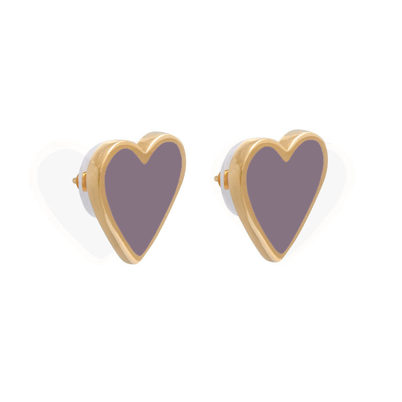 XL Heart Studs Mauve Taupe