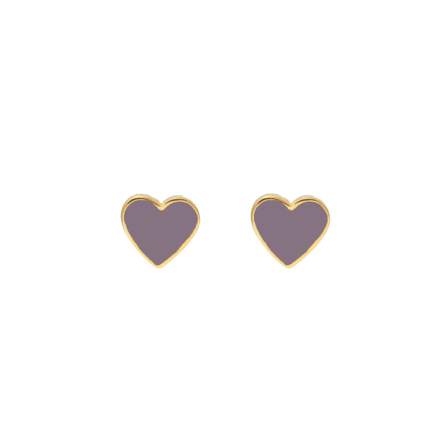 Mini Heart Studs Mauve Taupe