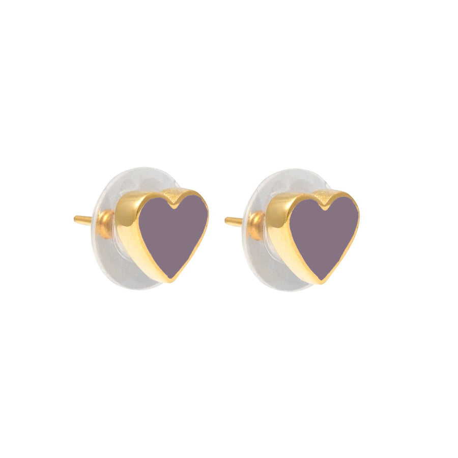 Mini Heart Studs Mauve Taupe