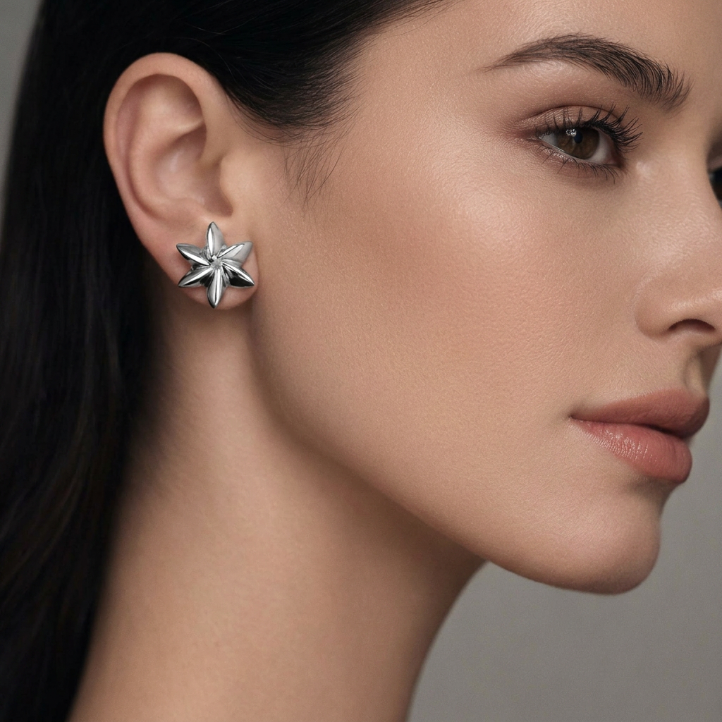 Bon Bon star studs Rhodium