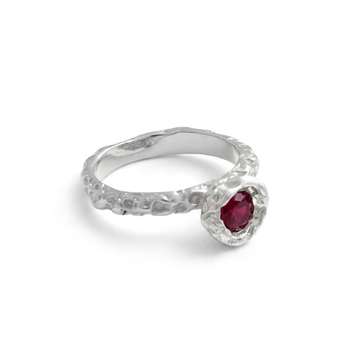 Tosca Slim Ring Rubi Rhodium