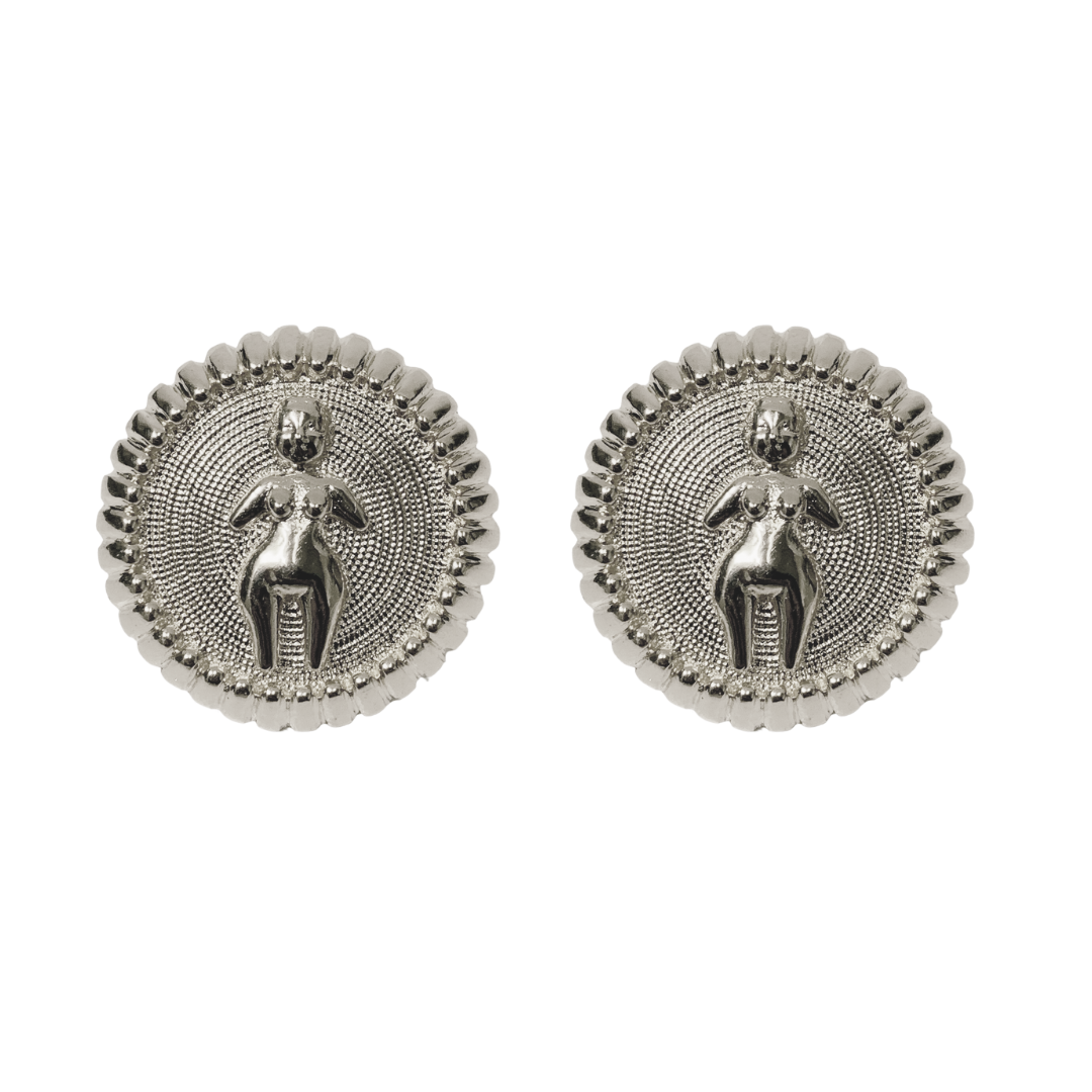 Venus coin studs Rhodium