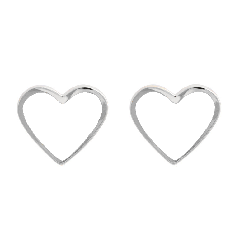 XL Heart Studs White Rhodium