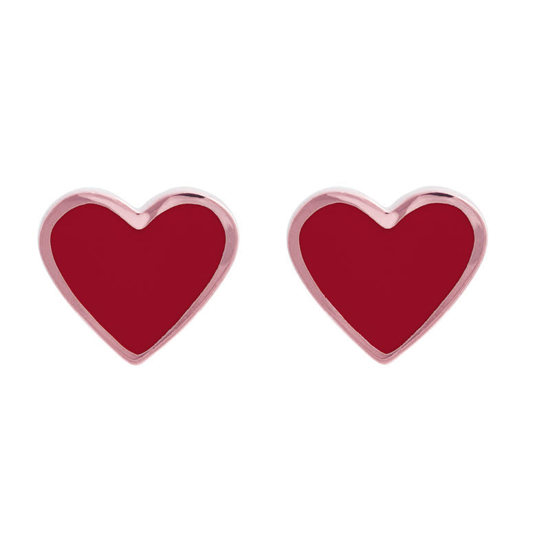 XL Heart Studs Red Rosegold