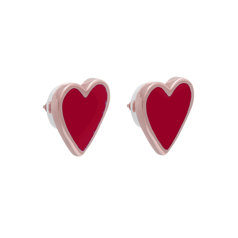 XL Heart Studs Red Rosegold