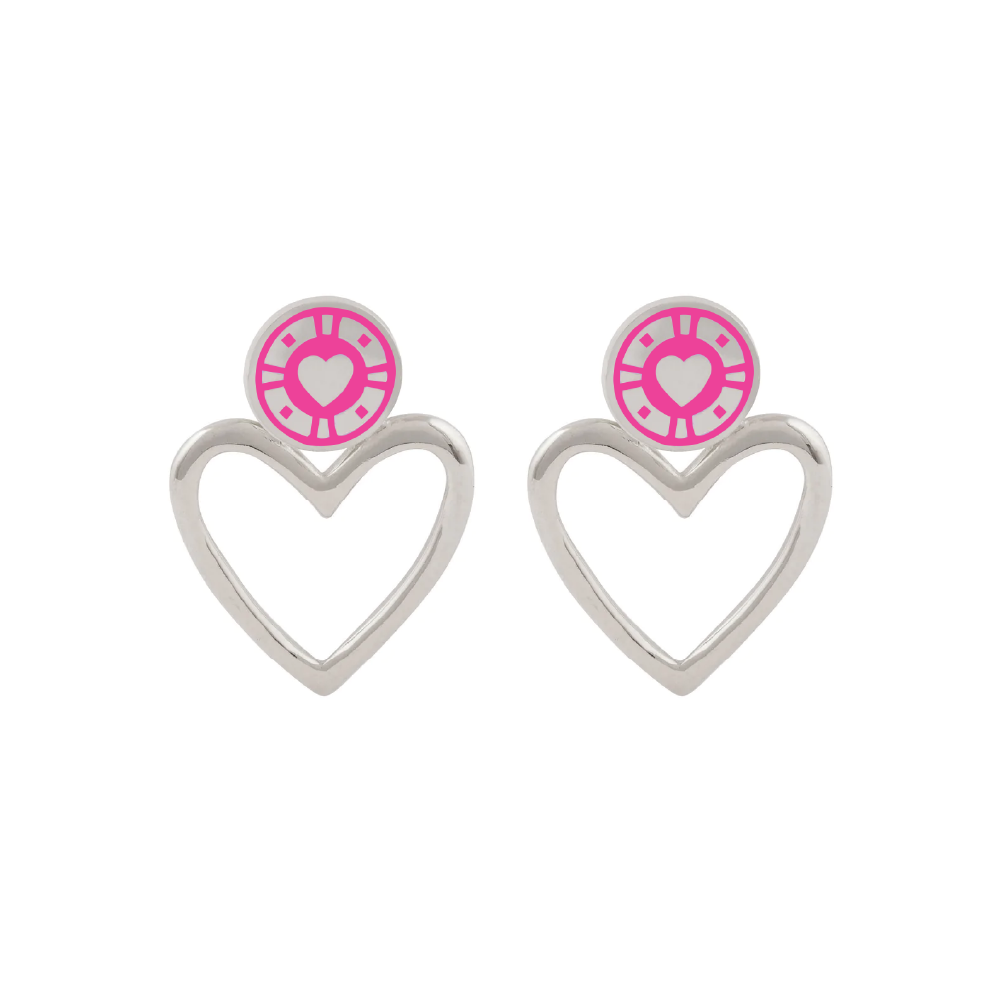 Jackpot Earrings hot pink Rhodium