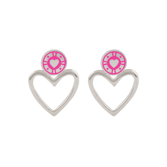 Jackpot Earrings hot pink Rhodium
