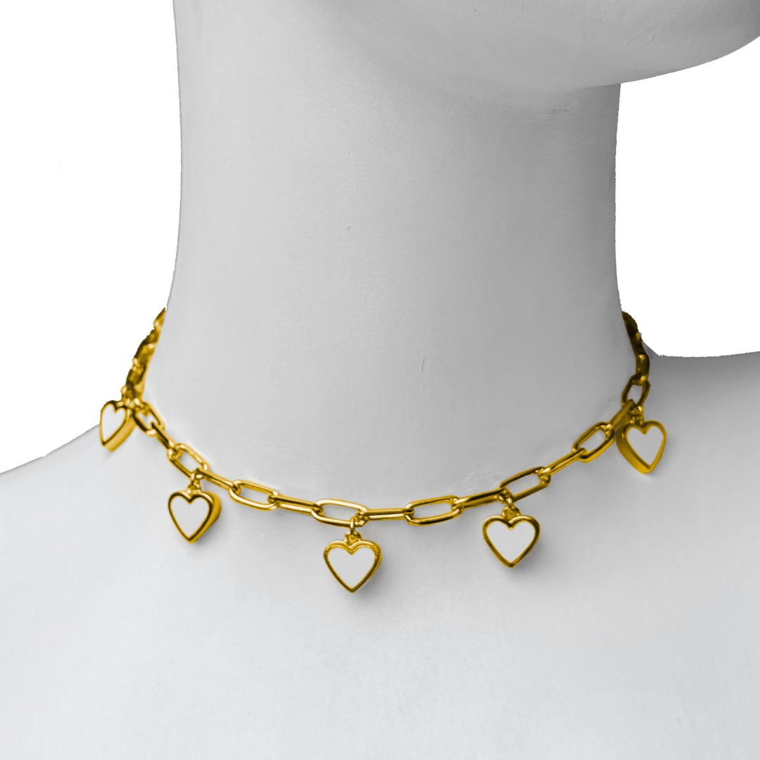 PREVENTA Heart Charm Choker White