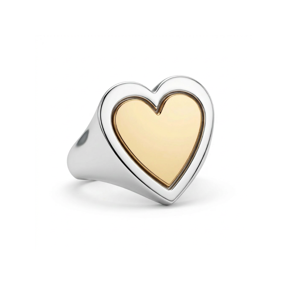 Maxi Heart Signature Ring 14K White Gold