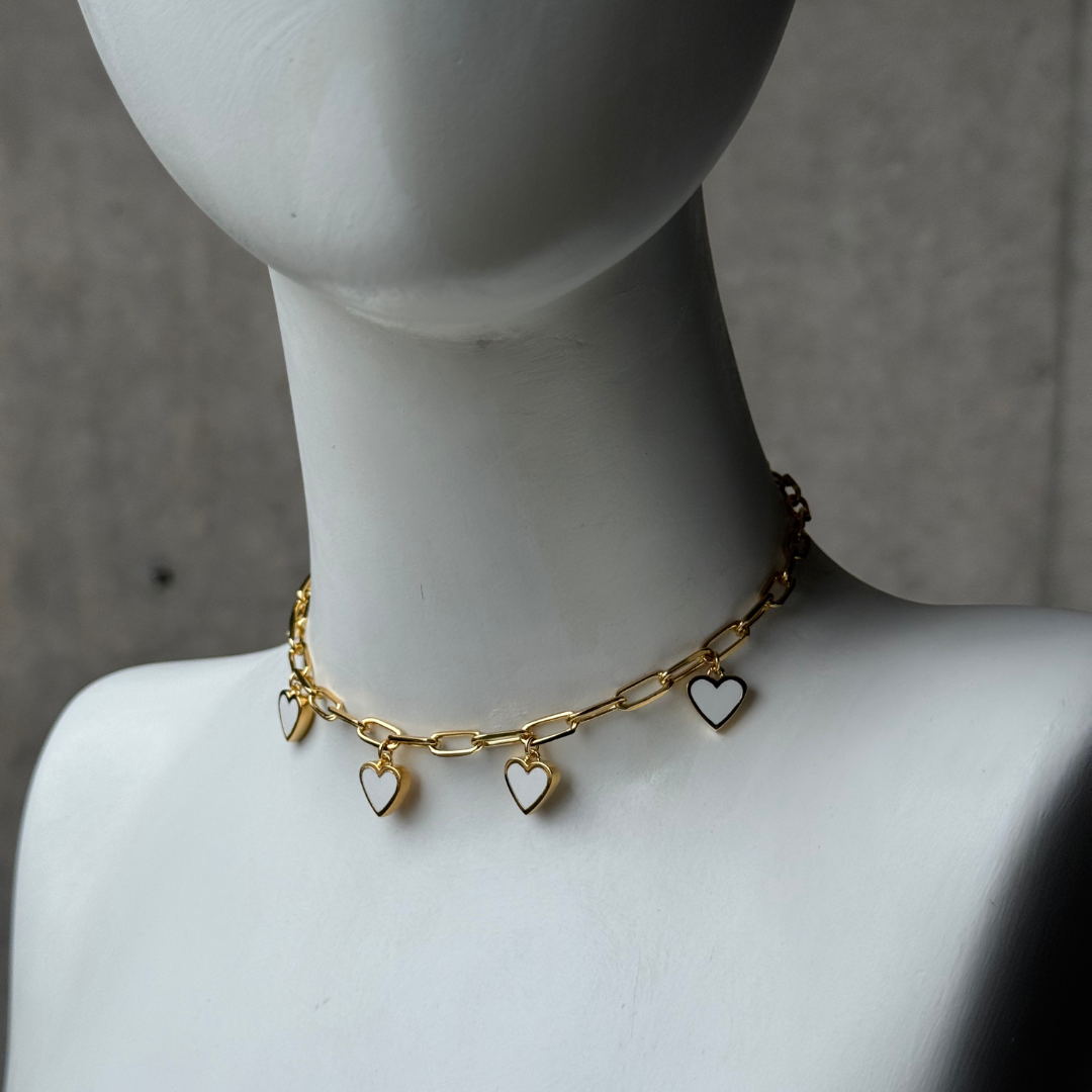 PREVENTA Heart Charm Choker White