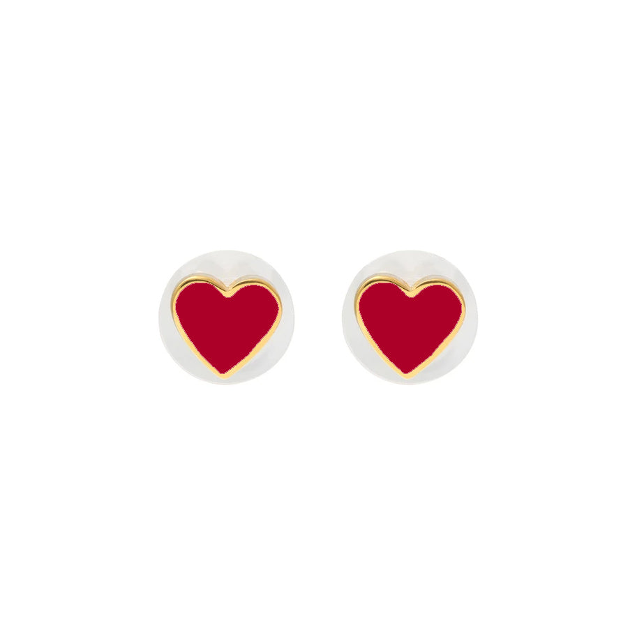 Mini Heart Studs red