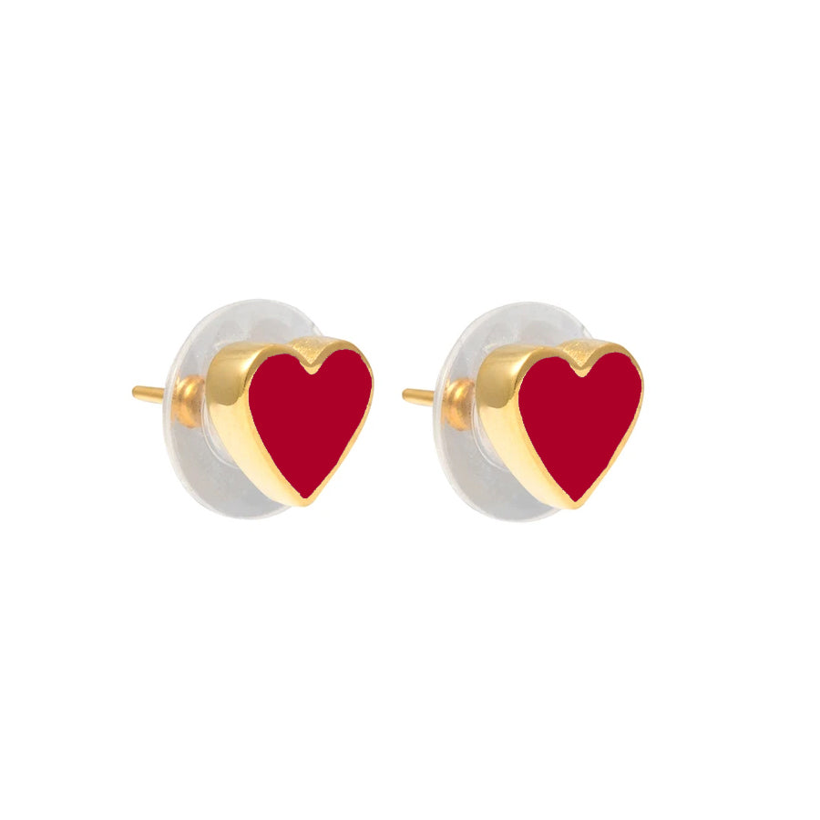 Mini Heart Studs red