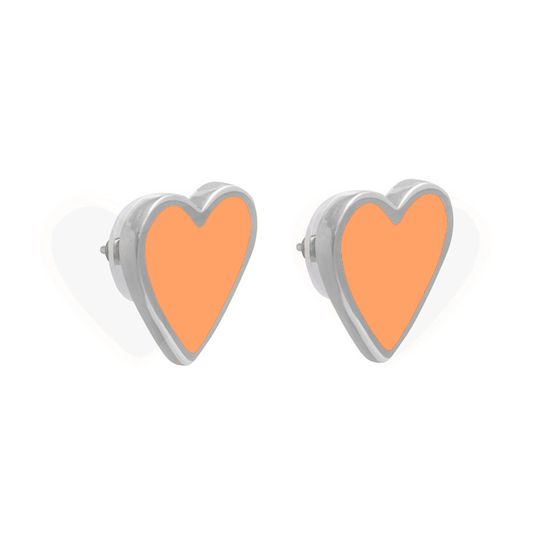 XL Heart Studs Peach Rhodium