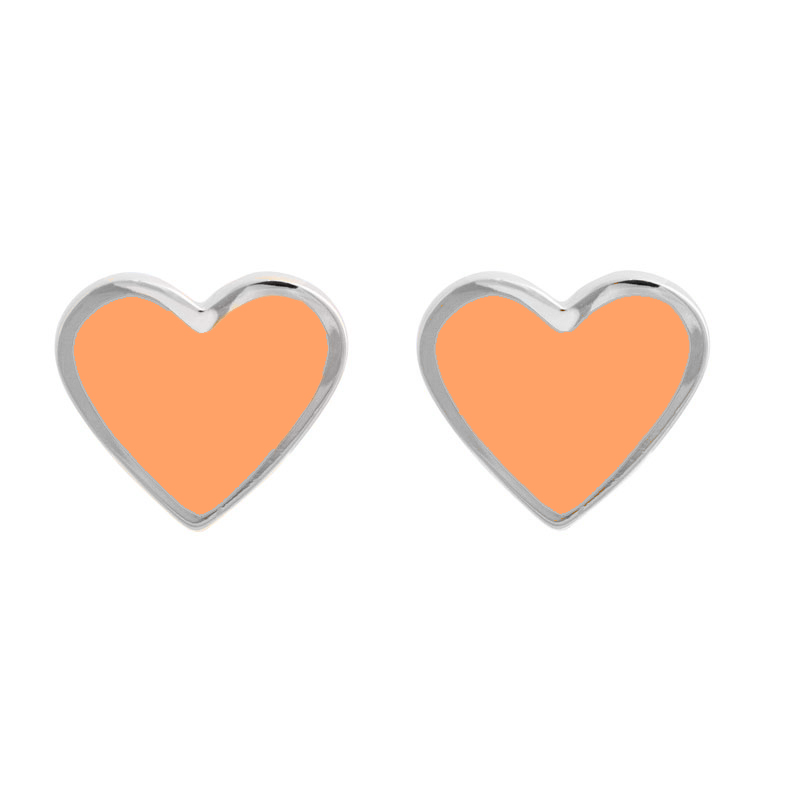 XL Heart Studs Peach Rhodium