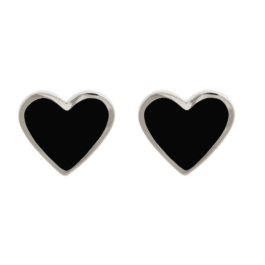 XL Heart Studs Black Rhodium