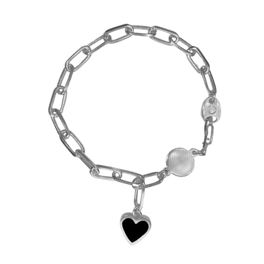 Heart Charm Bracelet Black Rhodium - ENVÍO 15 DE MAYO