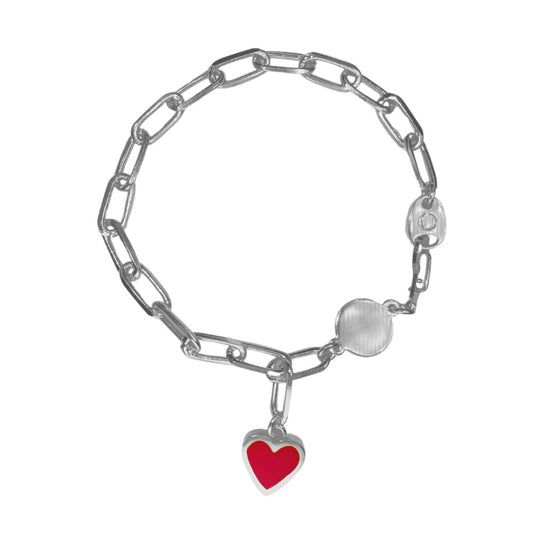 Heart Charm Bracelet Red Rhodium - ENVÍO 15 DE MAYO