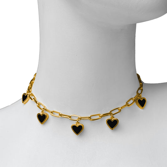 PREVENTA Heart Charm Choker Black