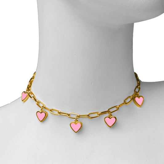 PREVENTA Heart Charm Choker cotton candy