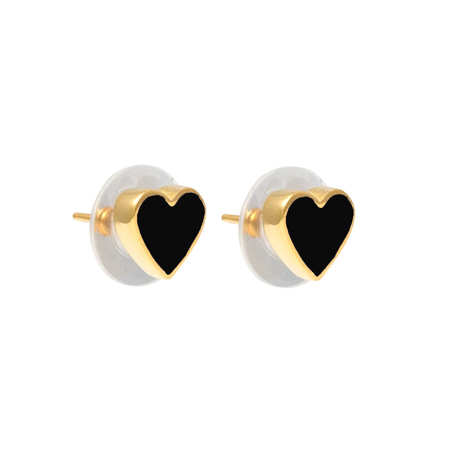 Mini Heart Studs black