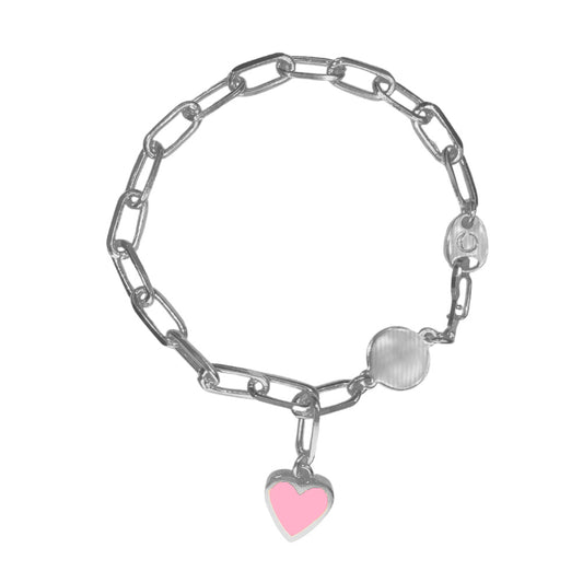 Heart Charm Bracelet Cotton Rhodium - ENVÍO 15 DE MAYO
