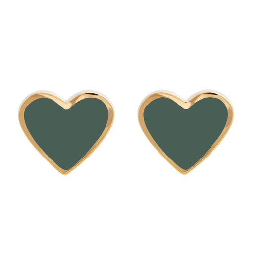 XL Heart Studs Forest