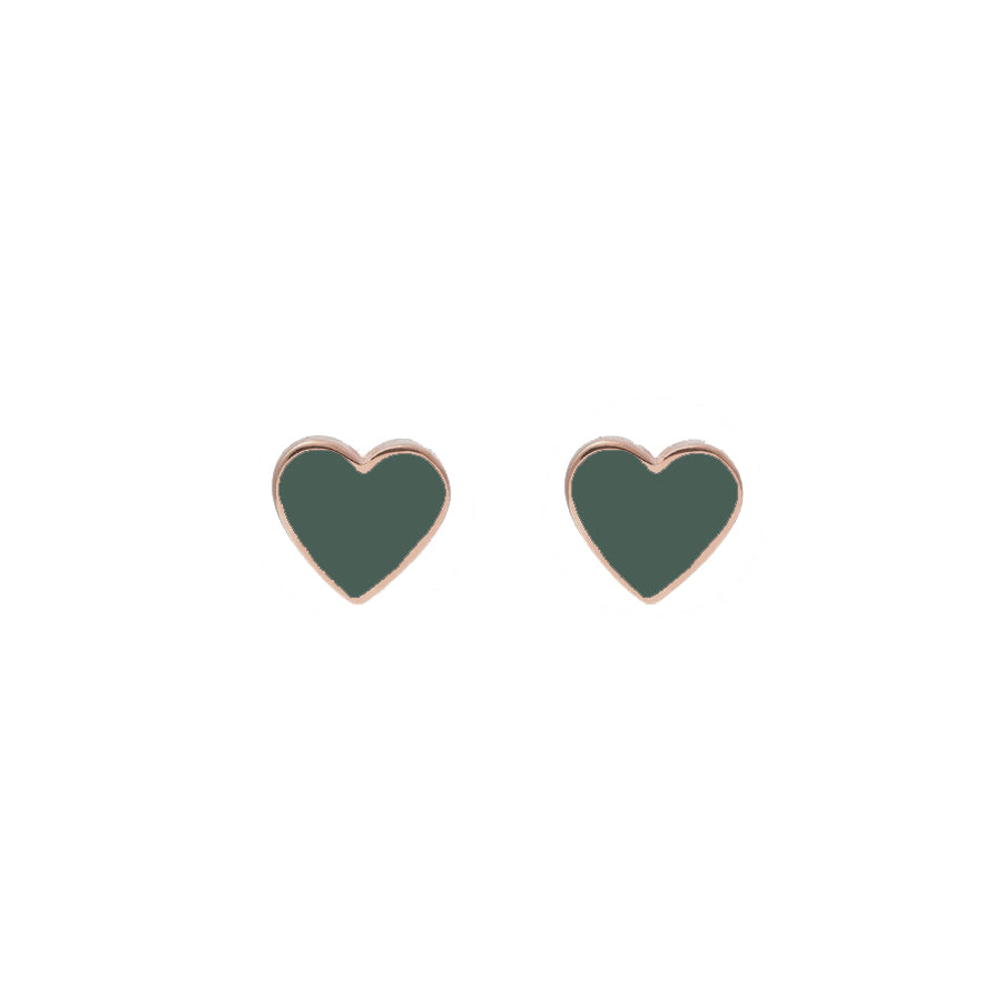 Mini Heart Studs Forest Rosegold