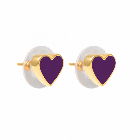 Mini Heart Studs Grape