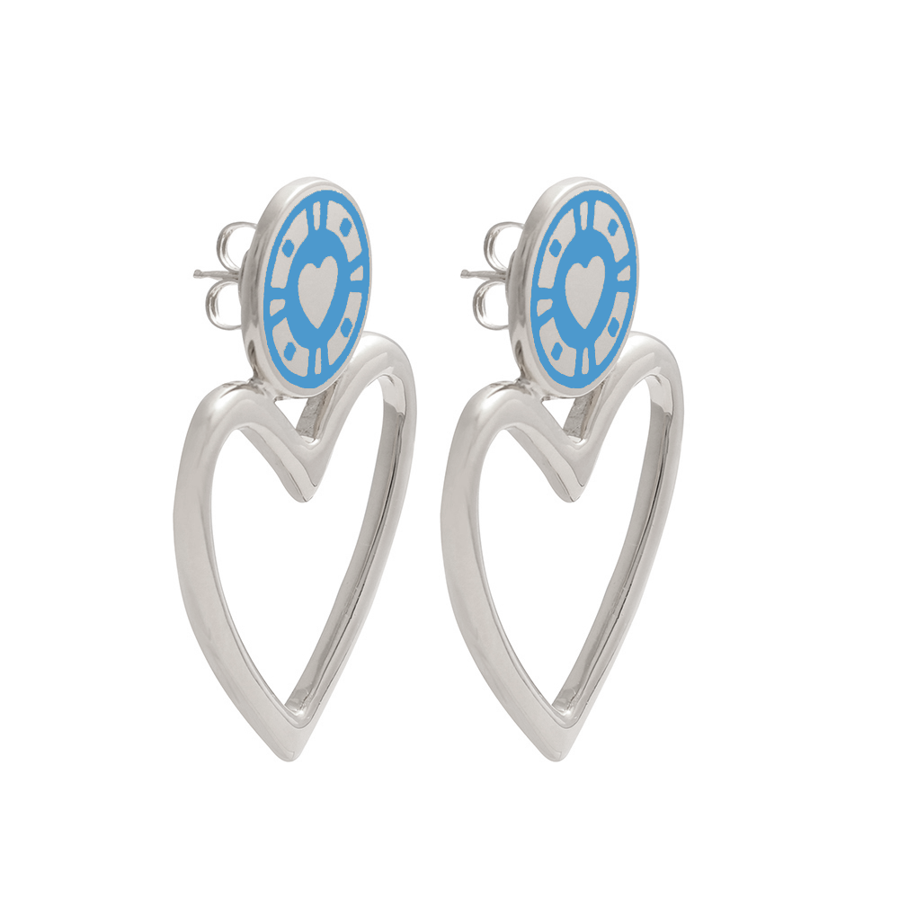 Jackpot Earrings Denim Rhodium