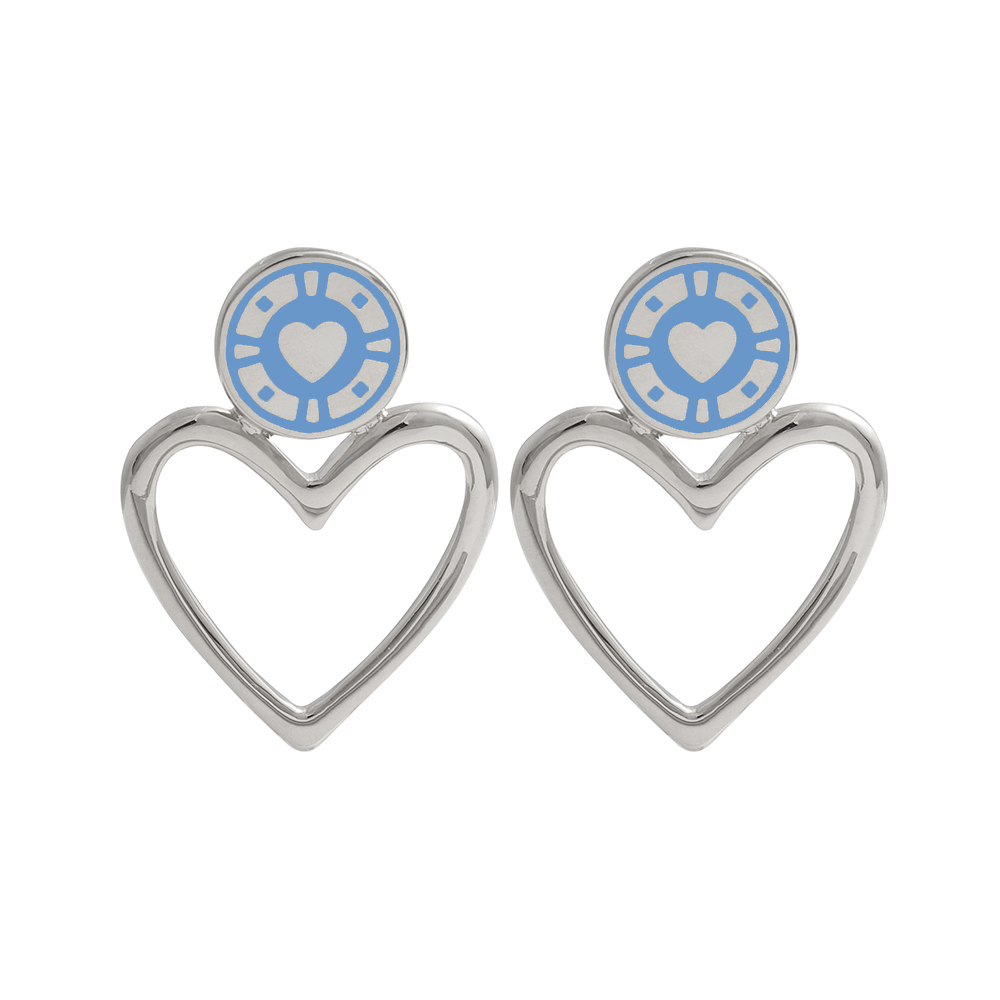 Jackpot Earrings Denim Rhodium