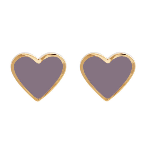 XL Heart Studs Mauve Taupe